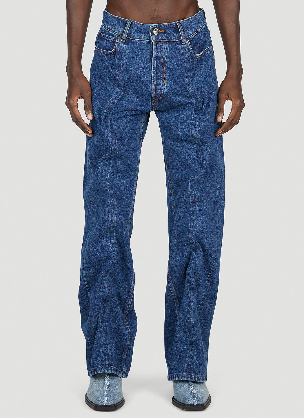 Y/project Wire Jeans In Blue | ModeSens