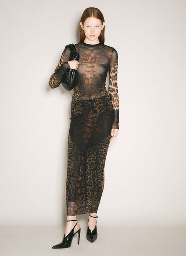 Jean Paul Gaultier Leopard Mesh Maxi Skirt Black jpg0258033