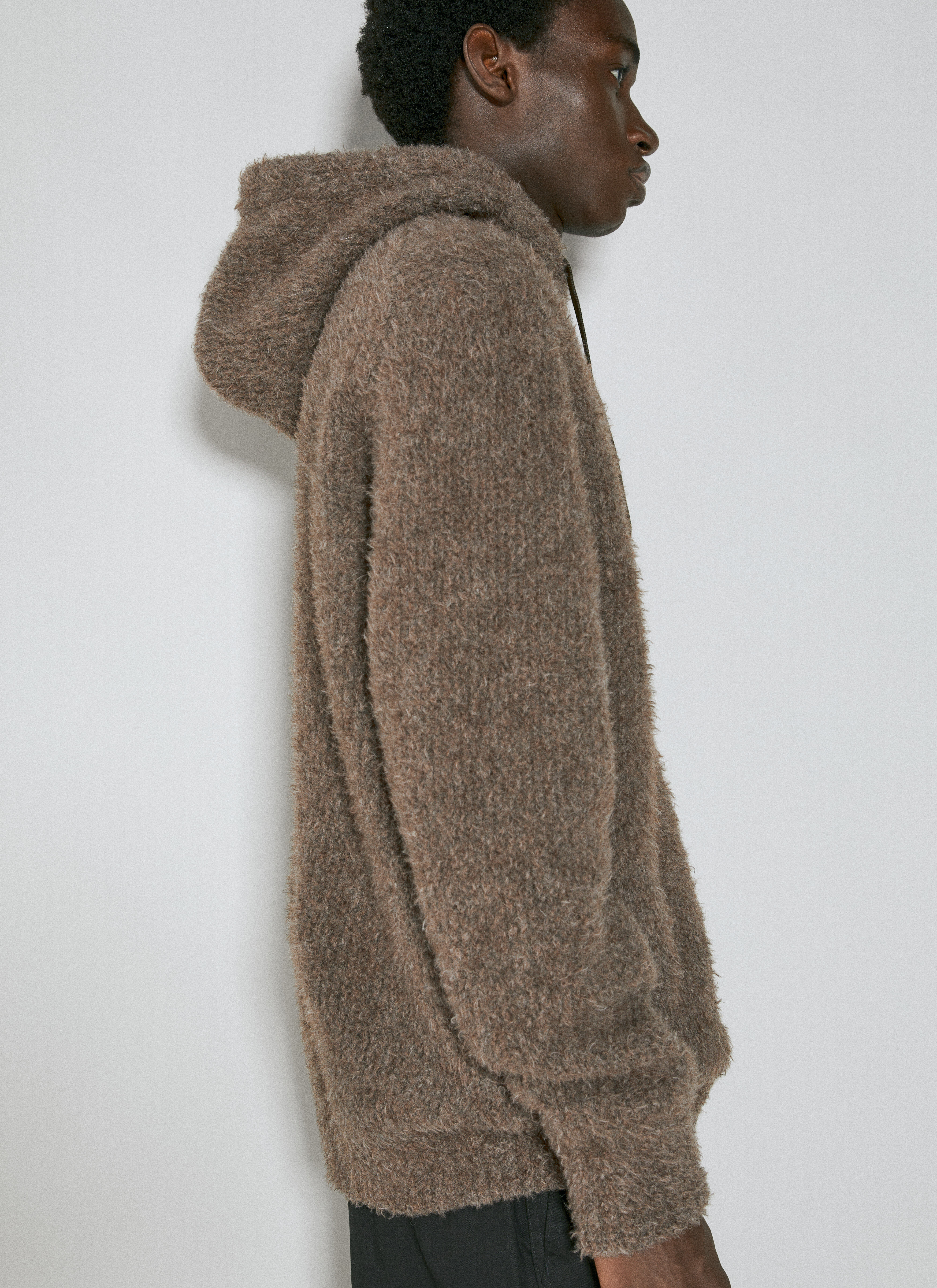 Comme des Garçons Homme Fluffy Knit Hooded Zip-Up Sweatshirt in