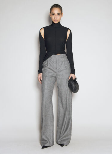 Saint Laurent Prince Of Wales Flared Pants Grey sla0253008