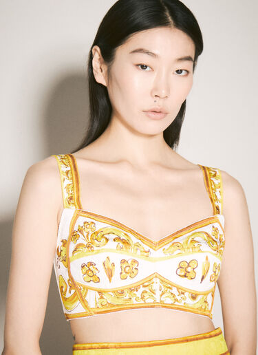 Dolce & Gabbana Majolica Coset Crop Top Yellow dol0257007