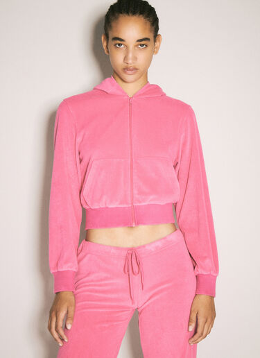 Balenciaga BB Motel Zip-Up Hooded Sweatshirt Pink bal0257016