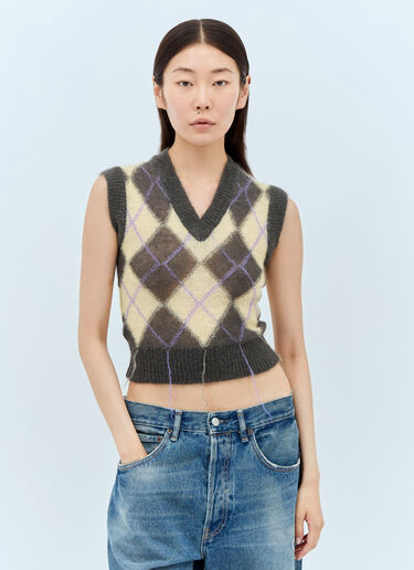 Marni Argyle Gilet Grey mni0257004