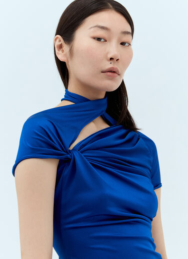 Coperni Asymmetric Draped Jersey Top Blue cpn0255006