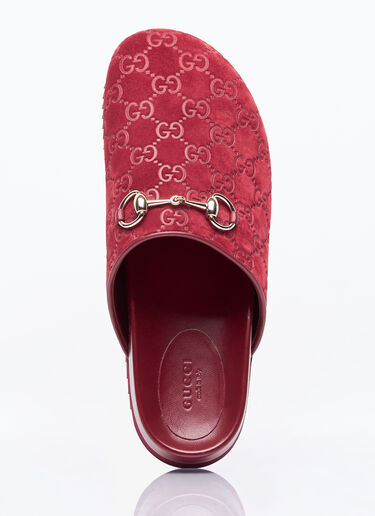 Gucci Horsebit Suede Mules Red guc0257057