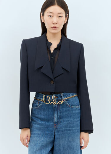 Chloé Spencer Cropped Blazer Navy chl0257004