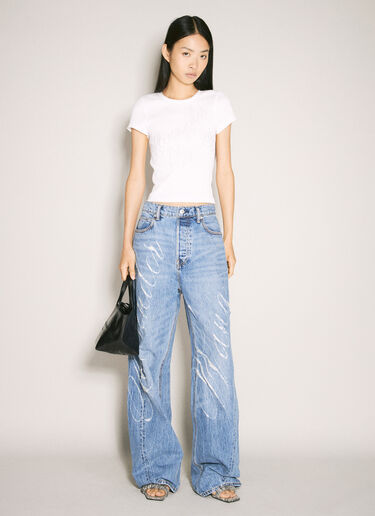 Alexander Wang Cursive Logo Balloon Jeans Blue awg0257030