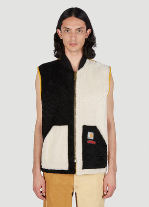 Marni x Carhartt Colour Block Shearling Vest Jacket Black mca0150018