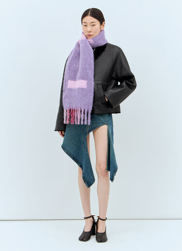 Marni Maxi Logo Mohair And Wool Scarf Purple mni0257017