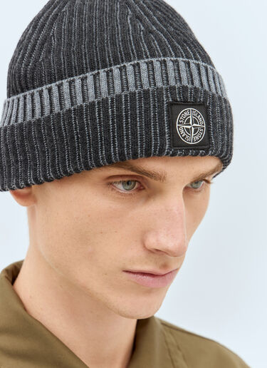 Stone Island Logo Patch Beanie Hat Grey sto0158067