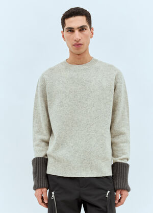 Dries Van Noten Contrast Cuffs Wool Sweater Dark Brown dvn0158018