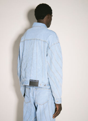 Mugler Spiral Denim Jacket Light Blue mug0355002