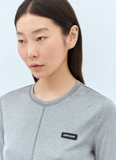 Miu Miu Silk T-Shirt Grey miu0258012