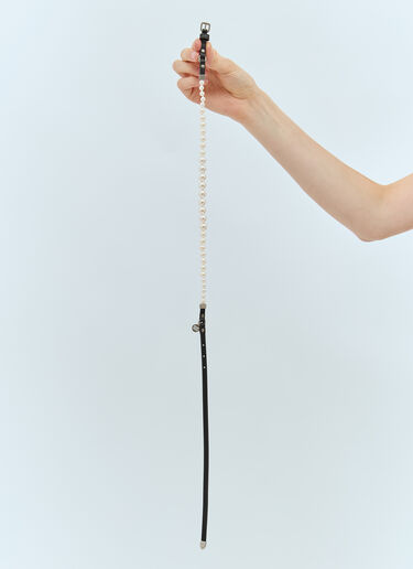 Miu Miu Leather And Glass Bead Necklace Cream miu0258045