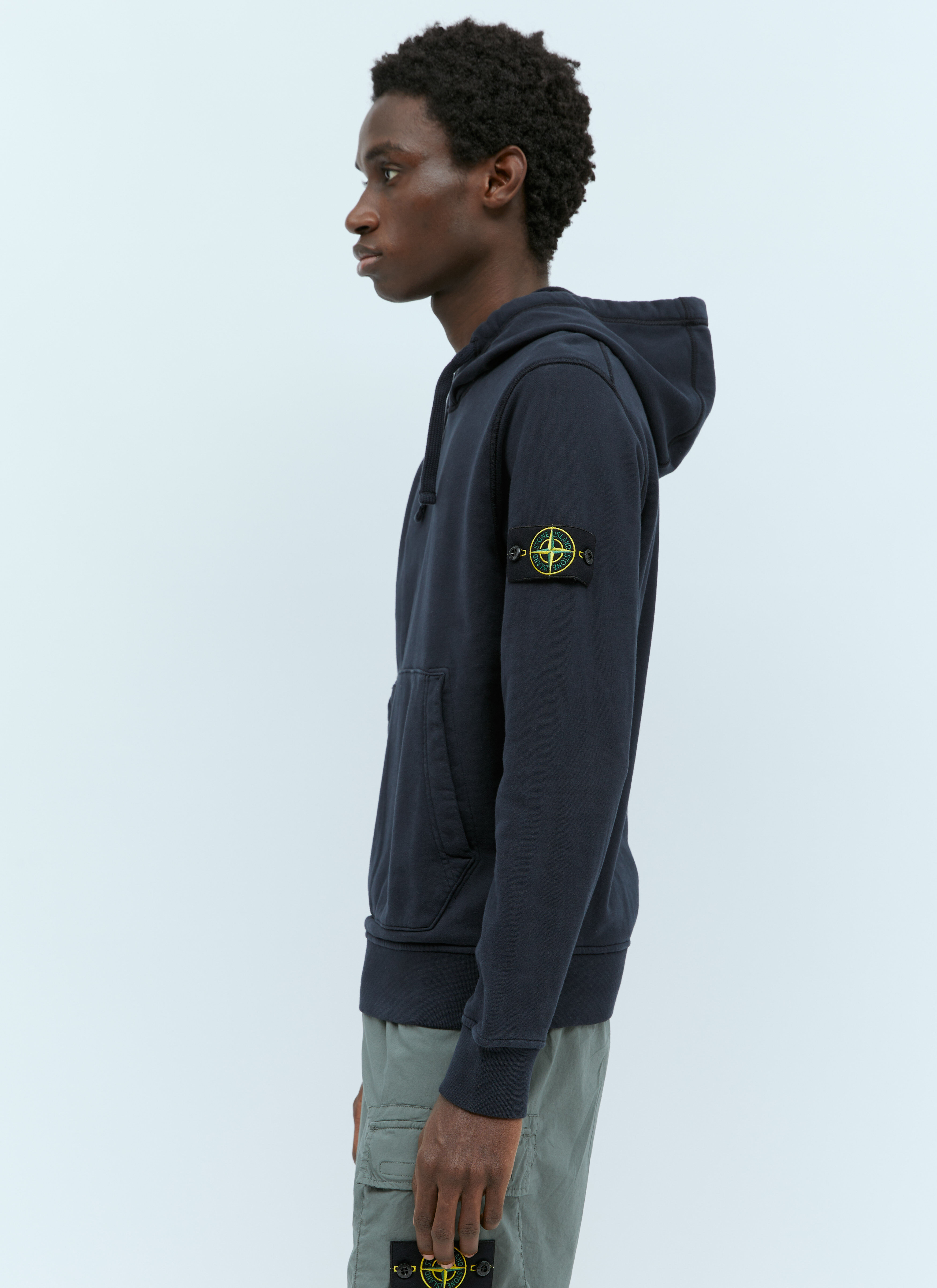 Stone Island Men's Logo Patch Hooded Sweatshirt in Navy | LN-CC®