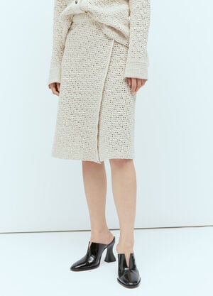 Acne Studios Textured Knit Wraparound Midi Skirt Beige acn0257016