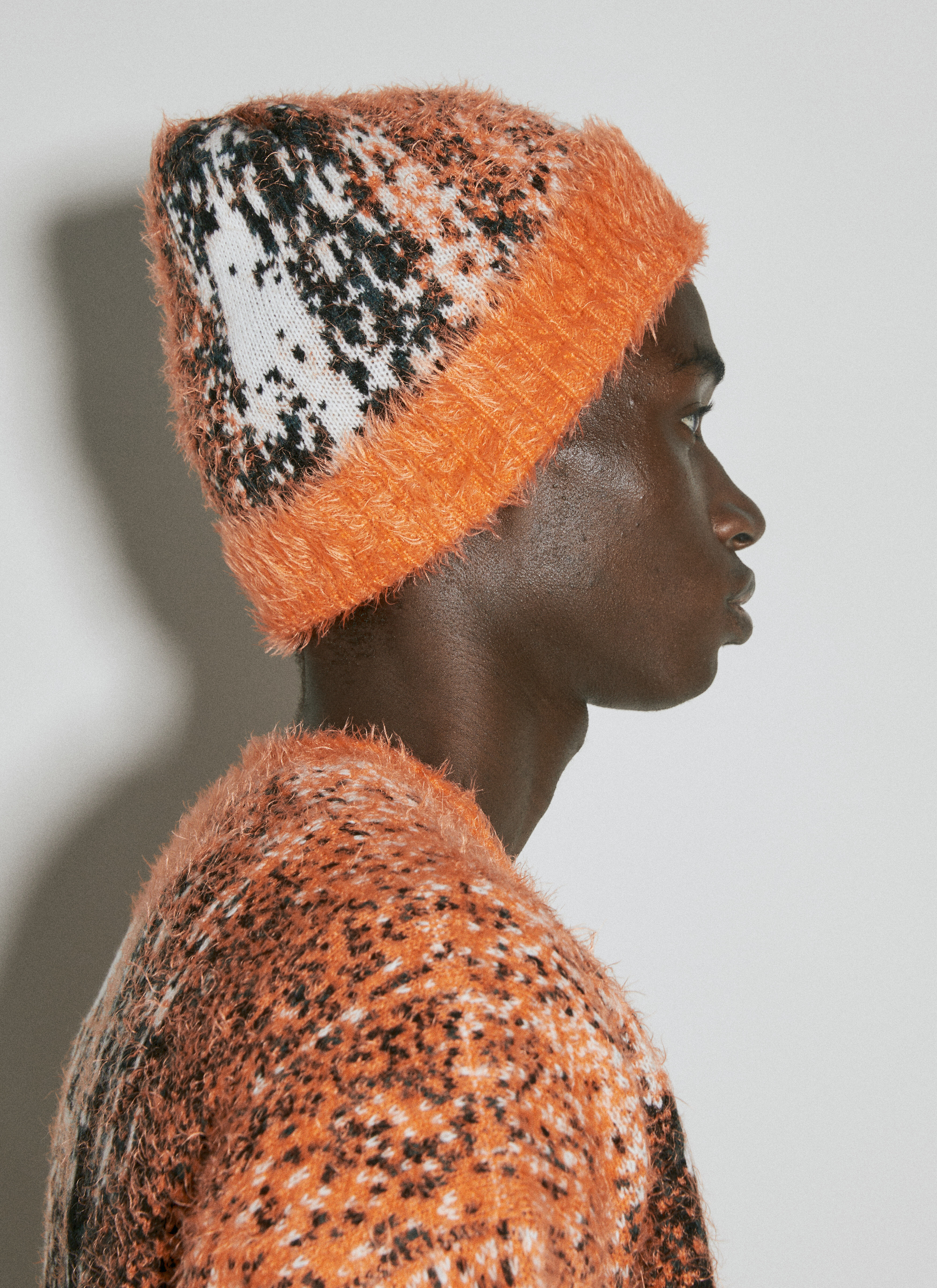 Y/Project Gradient Hairy Knit Beanie Hat in Orange | LN-CC®