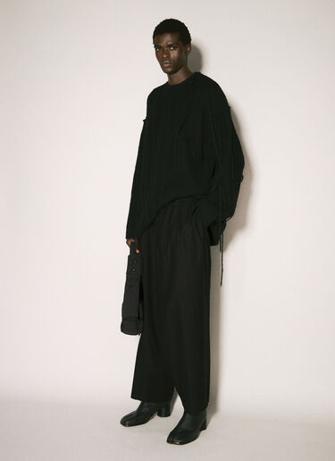 Yohji Yamamoto ケーブルニットセーター  ブラック yoy0158007