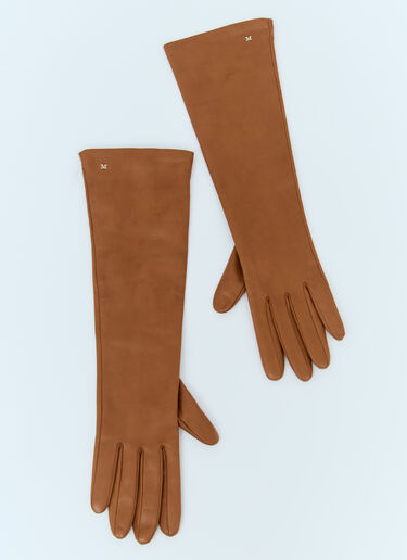 Max Mara Leather Gloves Brown max0257050