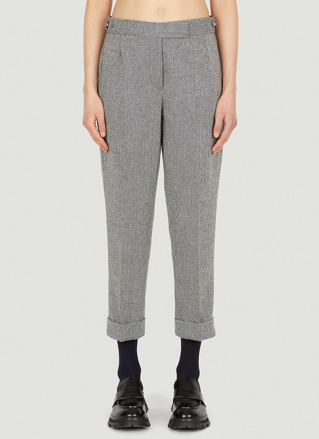 Medium Grey Wool Pique Suiting Single Pleat Trouser | Thom Browne