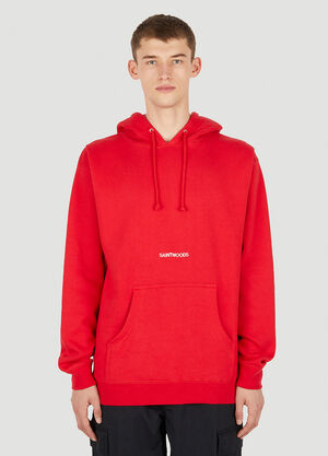 Comme des Garçons Wallet Logo Embroidery Hooded Sweatshirt Red cdw0347011