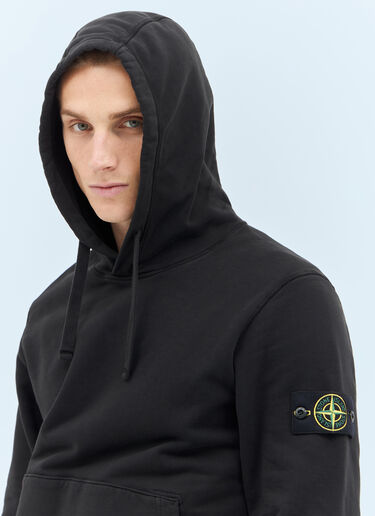 Stone Island Logo Patch Hooded Sweatshirt Black sto0158041