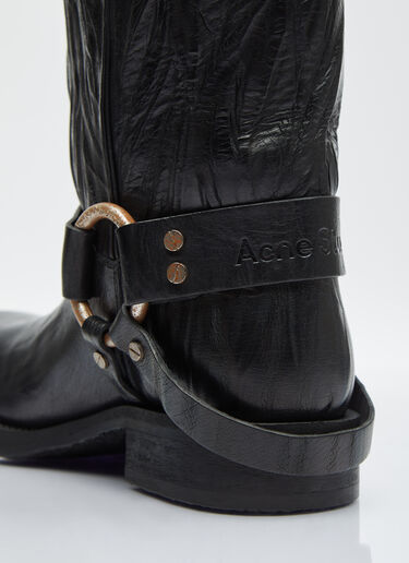 Acne Studios Buckle Leather High Boots Black acn0254023