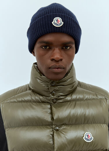 Moncler Logo Patch Beanie Navy mon0158033