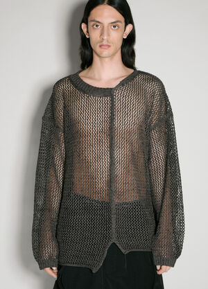Yohji Yamamoto Uneven Open-Knit Sweater Black yoy0158005