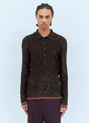 Gucci Sequin Polo Top Brown guc0158001