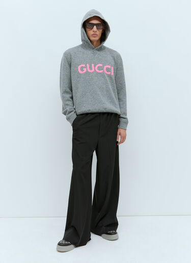 Gucci ロゴ刺繡 ウール フード付きスウェットシャツ グレー guc0155065
