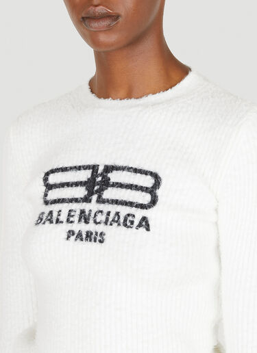 Balenciaga BB 라이센스 골지 스웨터 화이트 bal0249134