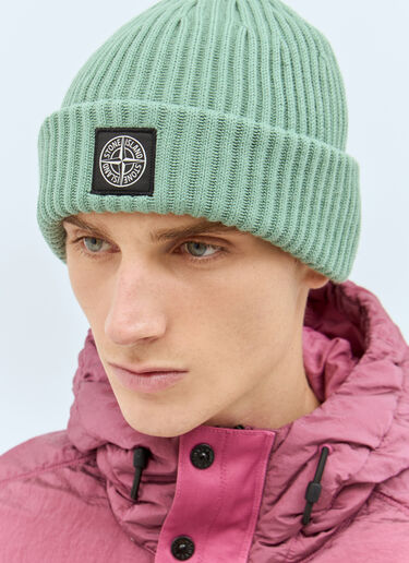 Stone Island Logo Patch Beanie Hat Green sto0158065