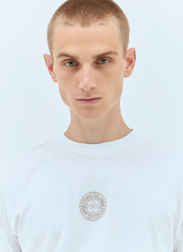 Stone Island Logo Embroidery T-Shirt White sto0158054