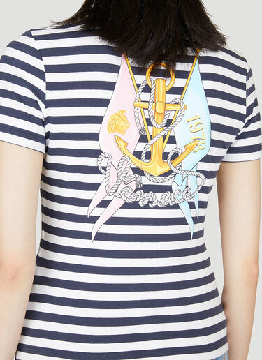 Versace Nautical 条纹 T 恤 蓝色 ver0255009