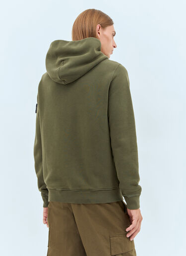 Stone Island Logo Patch Hooded Sweatshirt Green sto0158069