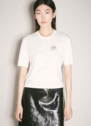 Prada Crop Logo Print T-Shirt White pra0258008