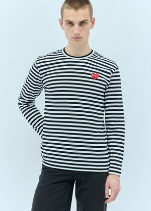 Comme Des Garçons PLAY Striped Long-Sleeve T-Shirt White cpl0356002