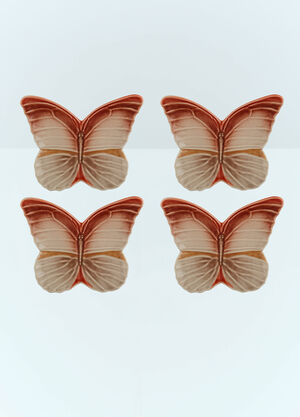 Rizzoli International Publications Set Of Four Cloudy Butterflies Dessert Plates Red wps0691293