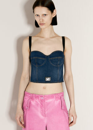 Acne Studios Denim Corset Crop Top White acn0156008