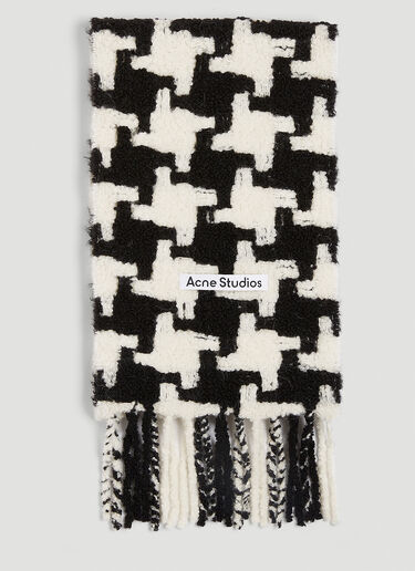 Acne Studios Houndstooth Knit Scarf White acn0152044