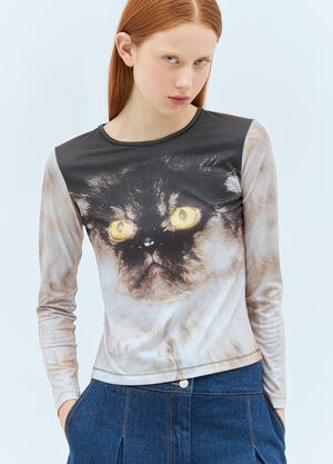 Entire Studios Cat Print Jersey Top Beige ent0257016