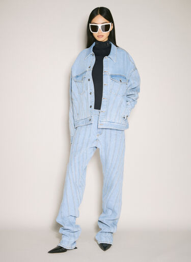 Mugler Spiral Denim Jacket Light Blue mug0355002