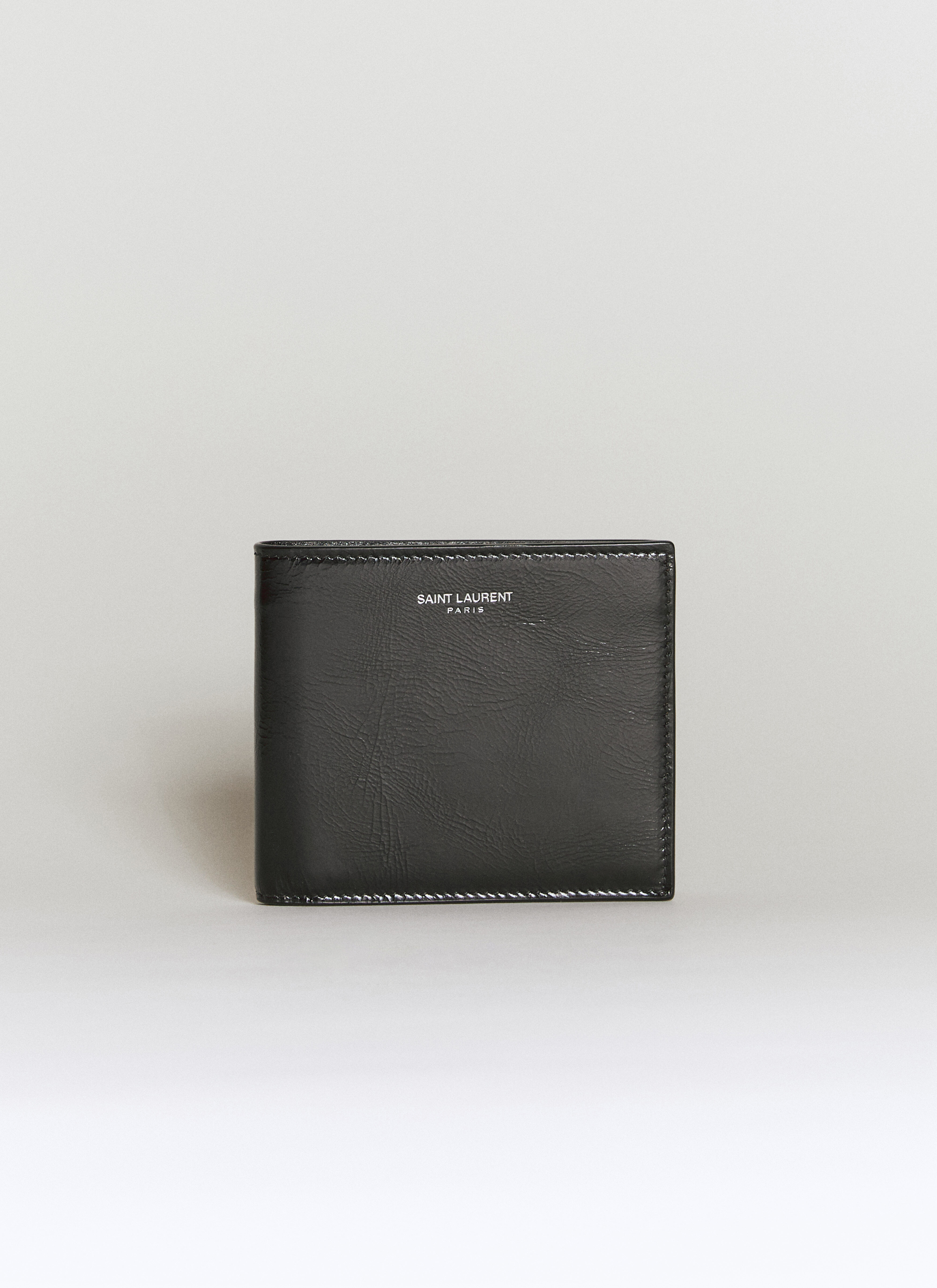 Saint Laurent Logo Embossed Bi-Fold Wallet Black sla0156019