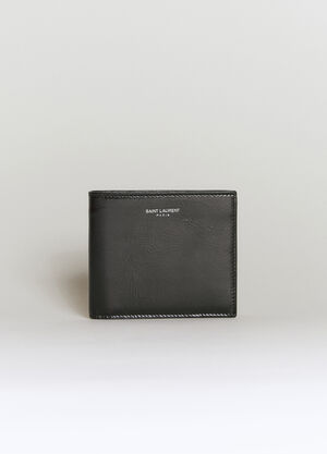 Saint Laurent Logo Embossed Bi-Fold Wallet Black sla0256016