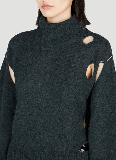 MM6 Maison Margiela Cut Out Sweater Green mmm0253009