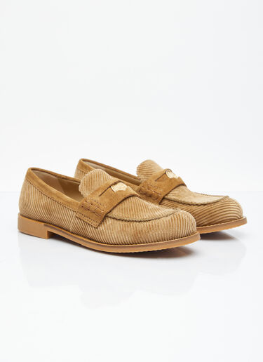 Miu Miu Corduroy Loafers Brown miu0255017