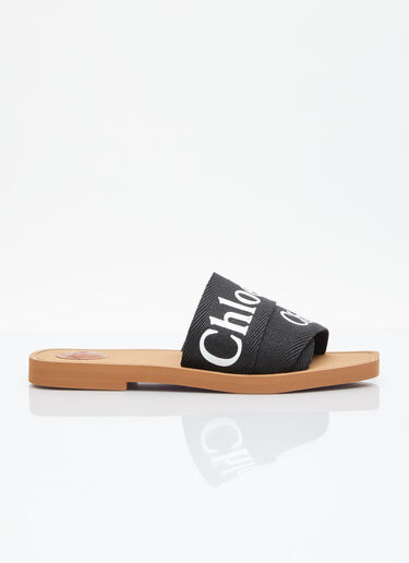 Chloé 徽标印花拖鞋 黑色 chl0255039