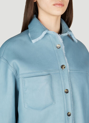 Marni Opal Reversible Leather Jacket Blue mni0253021