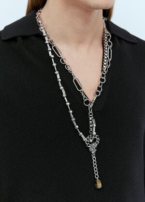 Versace Contrast Chain Necklace With Tiger Pendant Gold ver0155041